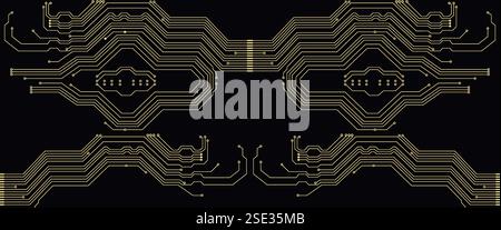 Abstract background illustration of golden circuit board texture Stock Vector
