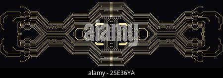 Abstract background illustration of golden circuit board texture Stock Vector