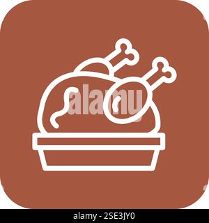 Roasted Chicken Vector Icon Design Illustration Stock Vector