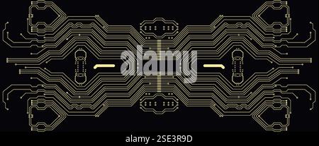 Abstract background illustration of golden circuit board texture Stock Vector