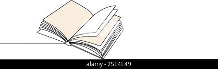 open book continuous line drawing isolated vector Stock Vector