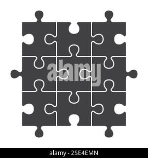 Black and White Puzzle Pieces - Vector Jigsaw Icon. Vector Stock Vector