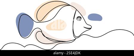 Fish continuous one line art drawing illustration hand drawn sketch ...