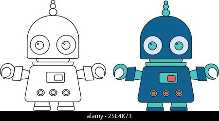 robot, android childrens coloring book Stock Vector