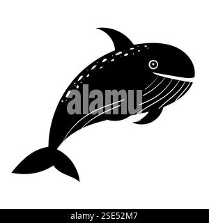 whale silhouette on white background, vector Stock Vector