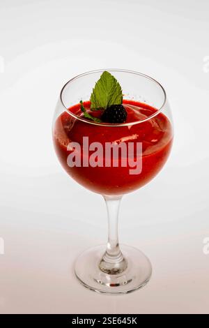 strawberry and blackberry milkshake on white background, Mallorca, Spain Stock Photo