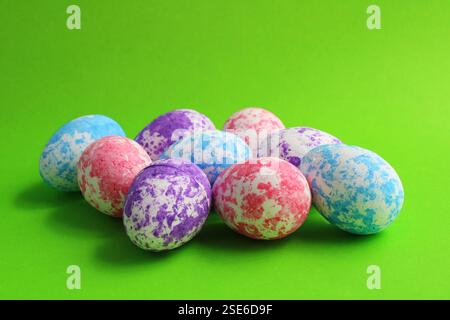 Colorful decorative spotted Easter eggs Stock Photo