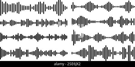 Voice message equalizer set. Audio voice line with dotted lines. Stock Vector