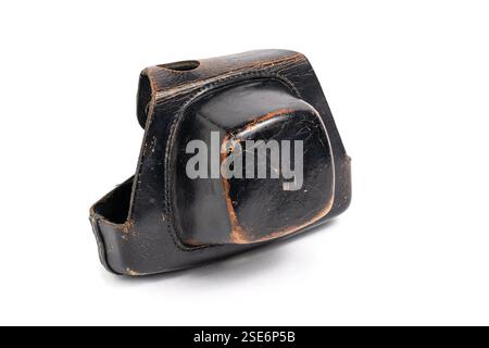 Old leather case for retro camera Stock Photo