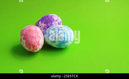 Three Easter Eggs with Colored Spots Stock Photo