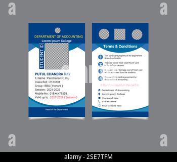 Student ID Card Design, ID card print Stock Vector