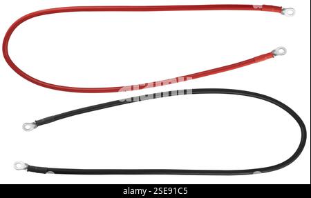 Power cable with heavy-duty clamps, insulated on white background Stock Photo