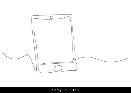 Continuous line drawing of a smartphone resting on a flat surface Stock Vector