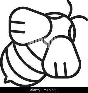 Bee single line icon, black editable stroke, simple vector monochrome pictogram, outline illustration Stock Vector