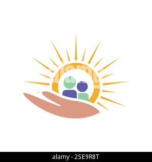 hands, people and sunlight icon logo design template Stock Vector