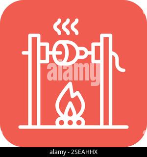 Medieval fire roasting Vector Icon Design Illustration Stock Vector