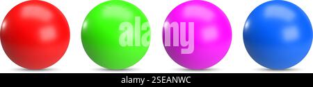 Collection of colorful 3d spheres isolated on white. Vector illustration Stock Vector