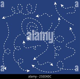 Abstract background with dash arrows going down, right, up. Vector illustration. Stock Vector