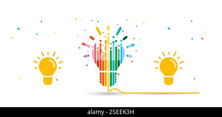 idea - light bulb. Rainbow abstract light bulb on a white background. Stock Vector