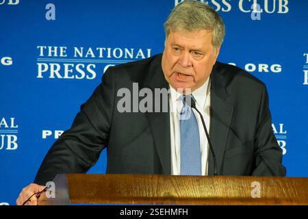 William Barr, Attorney-General in the first Trump administration, speaks at the inauguration of the new president of National Press Club, 7 Feb. 2025 Stock Photo
