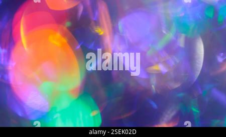 Vibrant Abstract Bokeh Lights with Multicolored Circles and Gradient Background Stock Photo