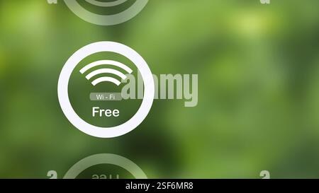 Free wifi symbol on green background Stock Photo