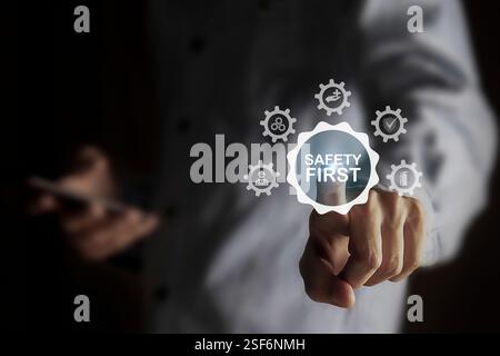 Occupational Safety concepts workplace safety rules and standards first safety rule Stock Photo