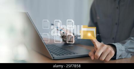 document management Organizing enterprise information Powerful online document files Stock Photo