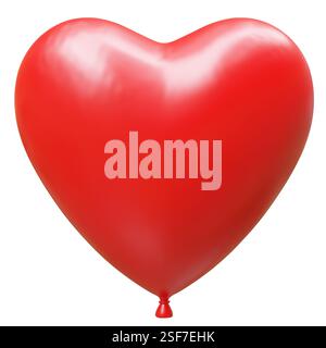 Valentines day celebration. Red heart shape balloon isolated on white, 3d render Stock Photo