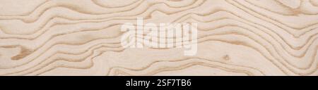 Flowing contours of plywood waves in a delicate dance of light and shadow across this plywood veneer Stock Photo