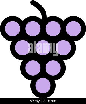 Grape icon symbol - grape icon with a leaf vector symbol illustration Stock Vector