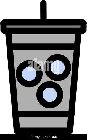 Soft drink icon symbol - Refreshing fast food Soft drink with ice Stock Vector