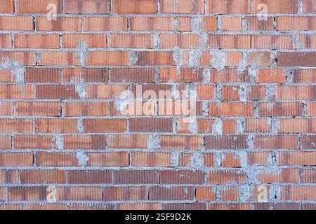 Background from a wall made of rustic red bricks Stock Photo