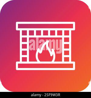 Fireplace Vector Icon Design Illustration Stock Vector
