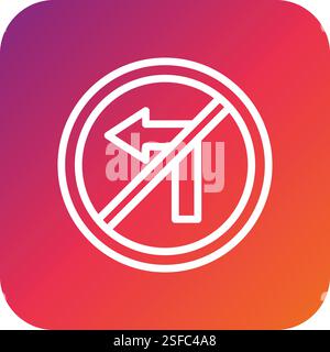 No turn left Vector Icon Design Illustration Stock Vector