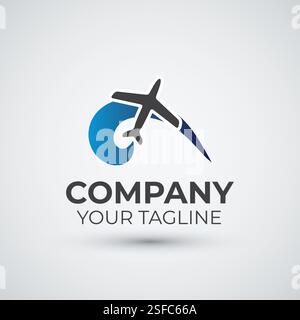 airplane logo icon flat design template Stock Vector
