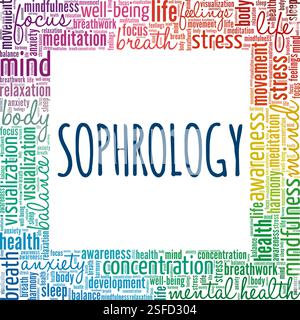 Sophrology word cloud conceptual design isolated on white background. Stock Vector