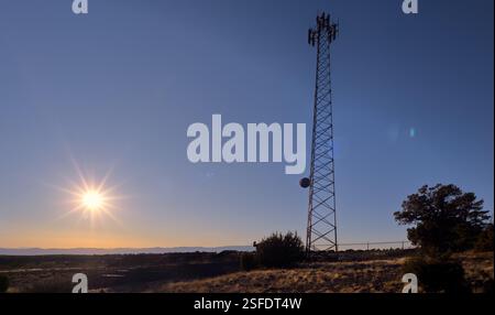 Communication Tower on the edge of Rarick Canyon, Coconino National Forest, Arizona, USA Stock Photo