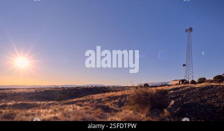 Communication Tower on the edge of Rarick Canyon, Coconino National Forest, Arizona, USA Stock Photo