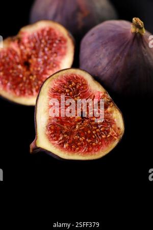 Fresh figs isolated on black Stock Photo