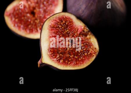 Fresh figs isolated on black Stock Photo