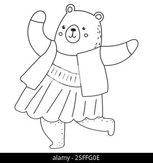 dancing bear sketch, doodle isolated vector Stock Vector