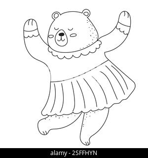 dancing bear sketch, doodle isolated vector Stock Vector
