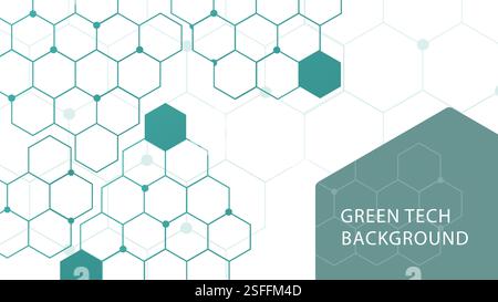 Green Tech hexagon shape on white color background. vector illustration Stock Vector