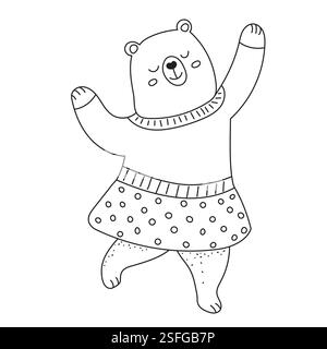 dancing bear sketch, doodle isolated Stock Vector