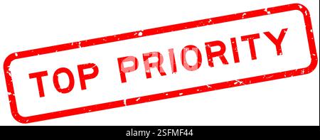 Grunge red top priority word rubber square seal stamp on white background Stock Vector