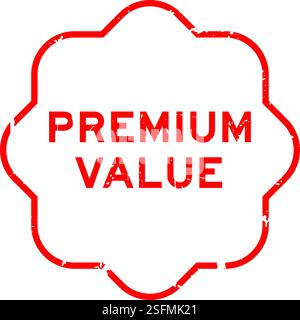 Grunge red premium value word square rubber seal stamp on white background Stock Vector