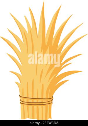 Cartoon agricultural haycock. Bale of hay, rural haystack, rolled stack and fodder straw, dried farm haystacks flat vector illustration icon on white Stock Vector