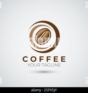 coffee bean logo flat icon design template Stock Vector