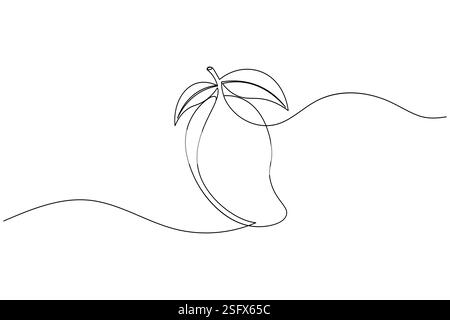 Mango fruit one line drawing and minimalist style isolate outline vector illustration Stock Vector